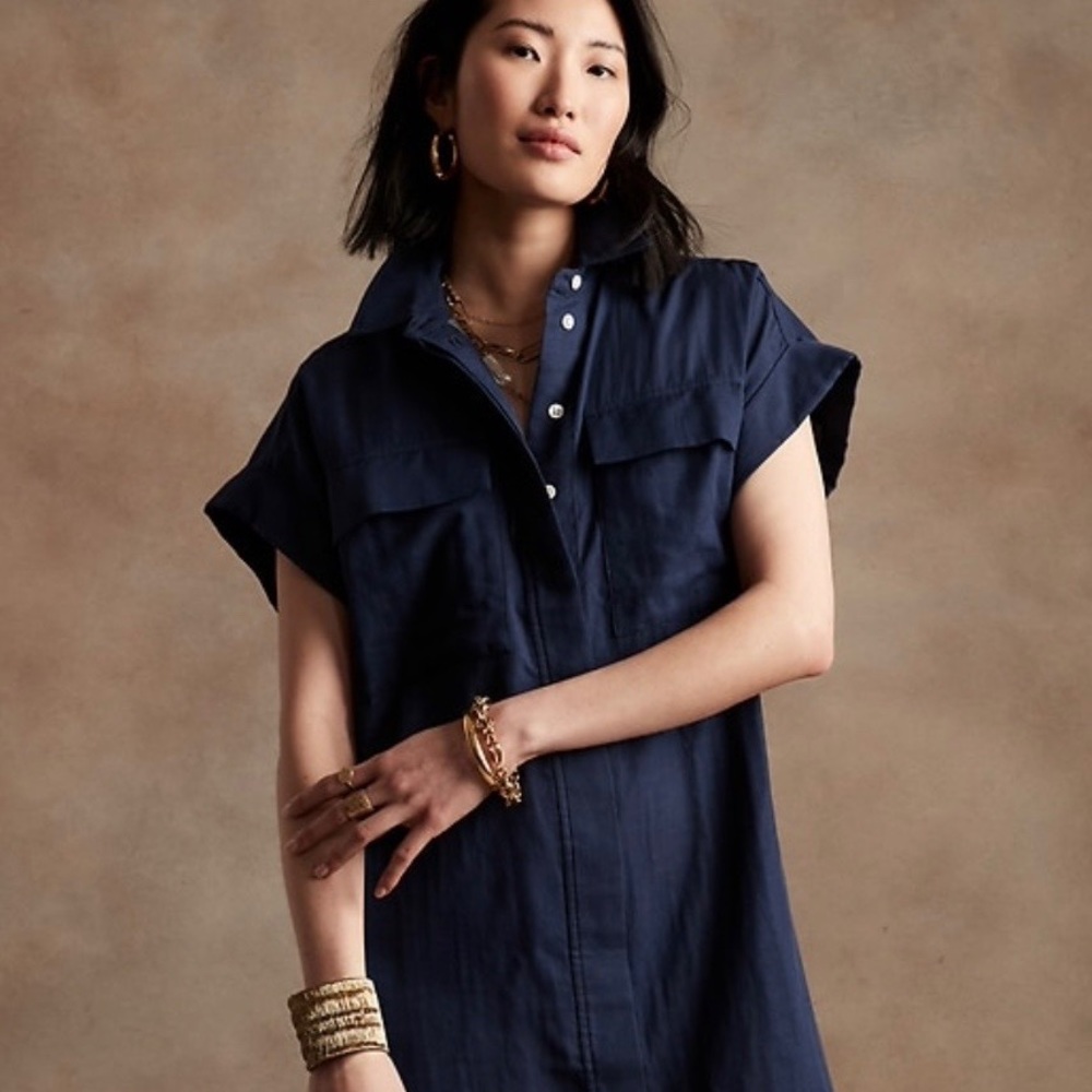 Banana Republic petite utility shirt dress in dark indigo - Medium petite